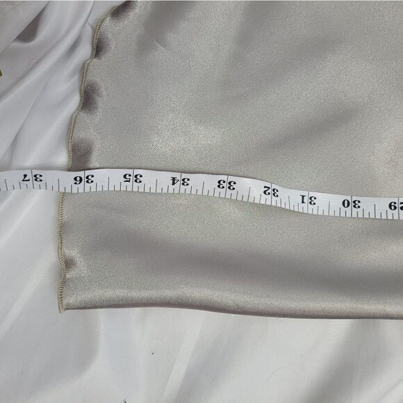 BEBE bias slip dress cowl neck spaghetti strap satin taupe midi M - Picture 14 of 14